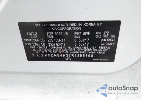 2024 Kia Carnival Mpv Lx Seat Package z USA, uszkodzony, nr VIN KNDNB4H37R6395598